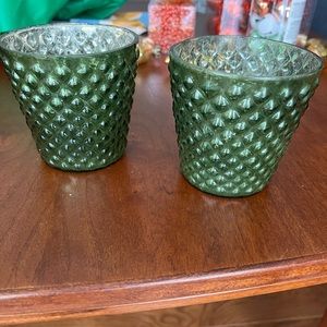 Green candle vases
